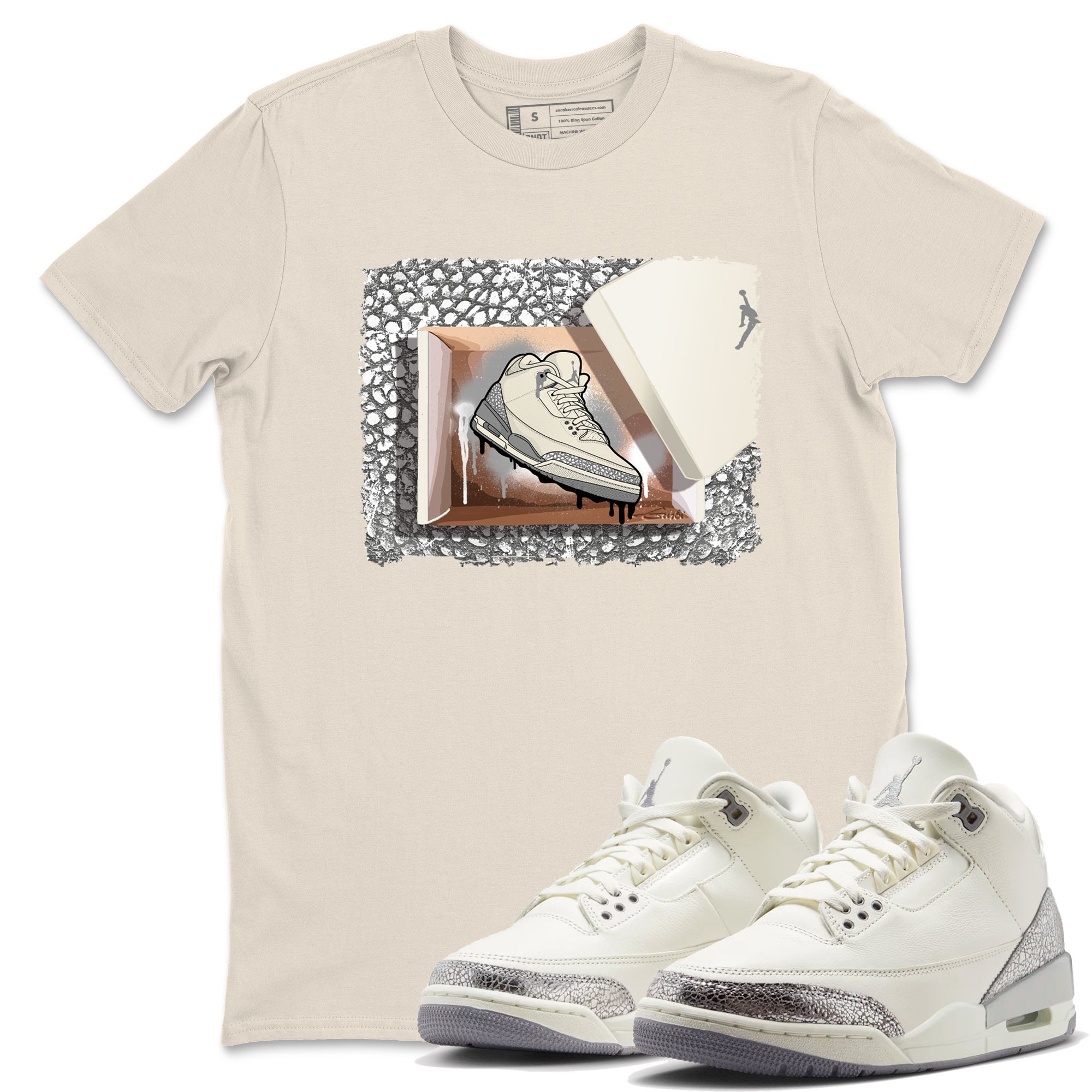 New Kicks snkmatch Tees - Air Jordan 3 Sail and Cement Grey