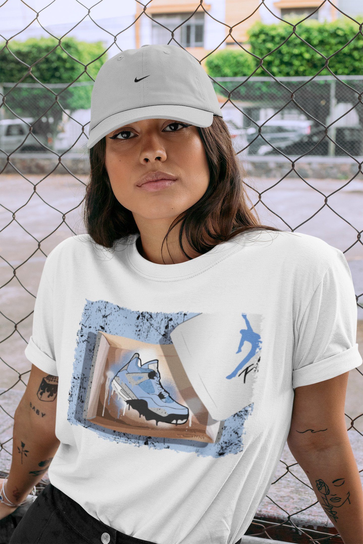 New Kicks Unisex Tops - Air Jordan 4 University Blue