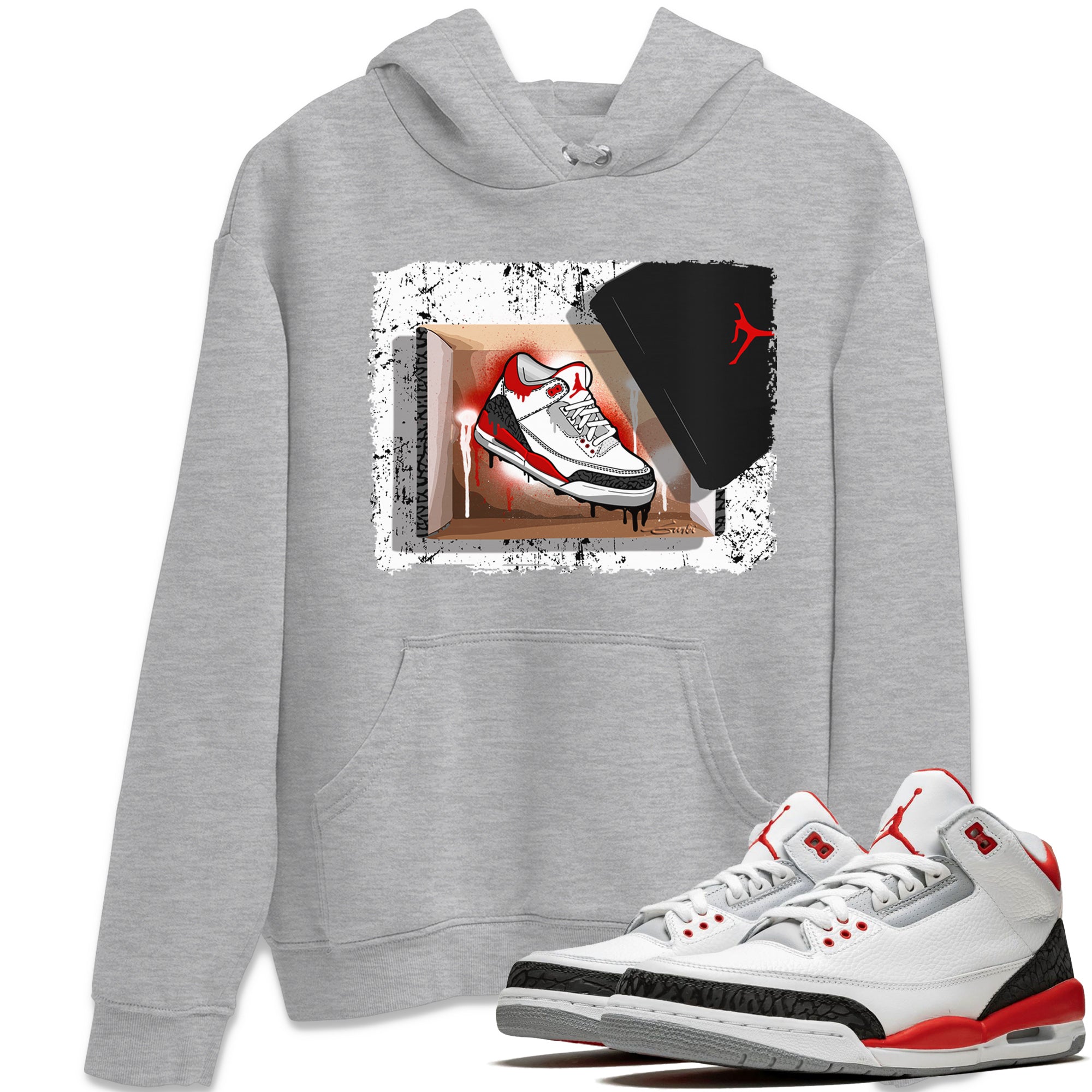 New Kicks Unisex Tops - Air Jordan 3 Fire Red