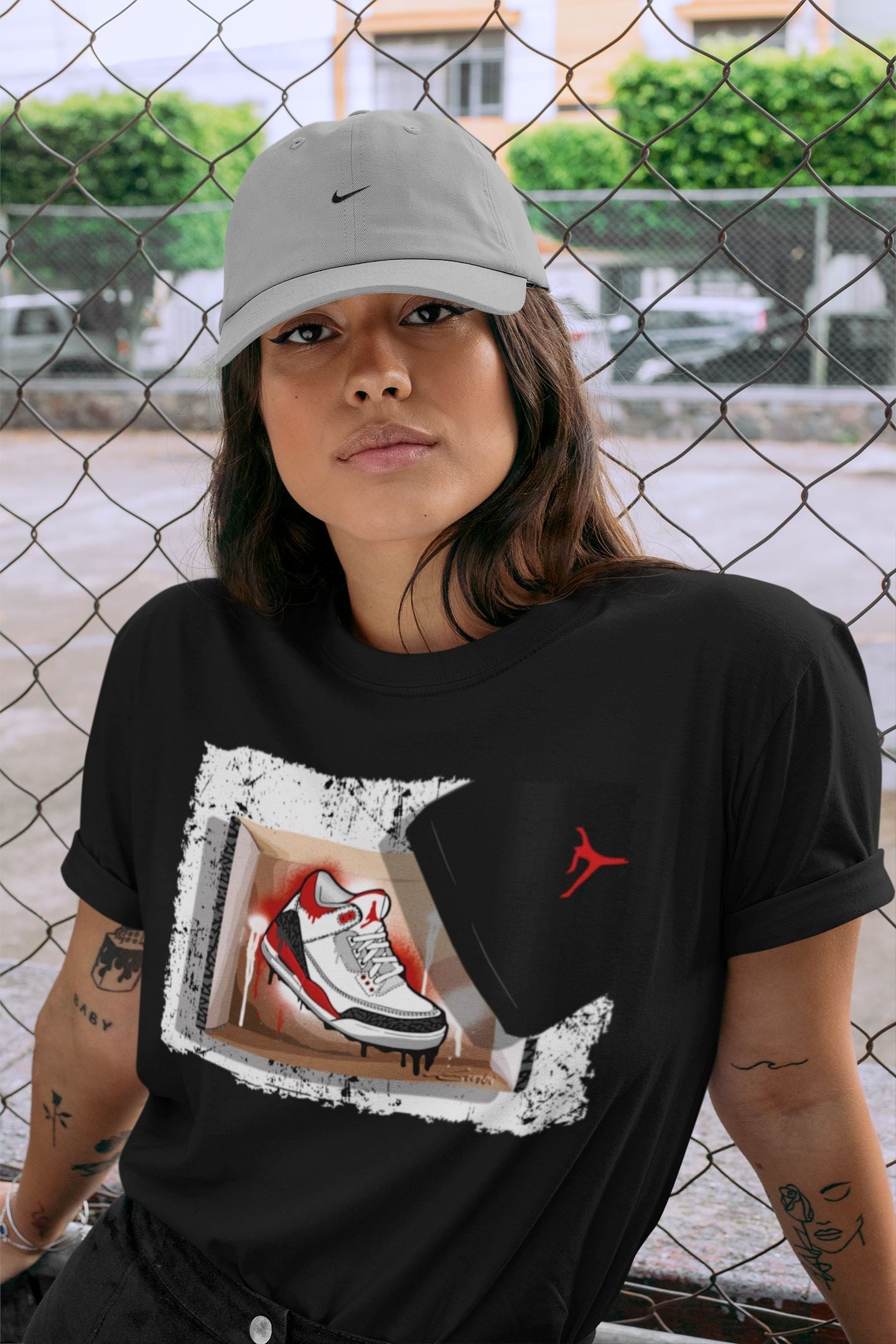 New Kicks Unisex Tops - Air Jordan 3 Fire Red