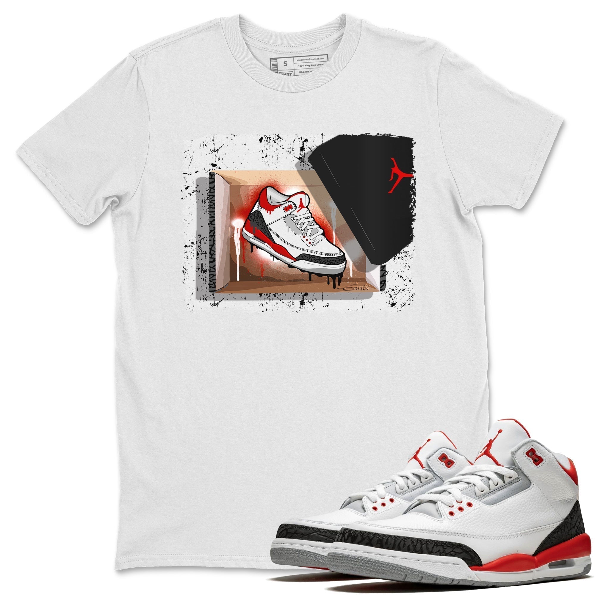 New Kicks Unisex Tops - Air Jordan 3 Fire Red