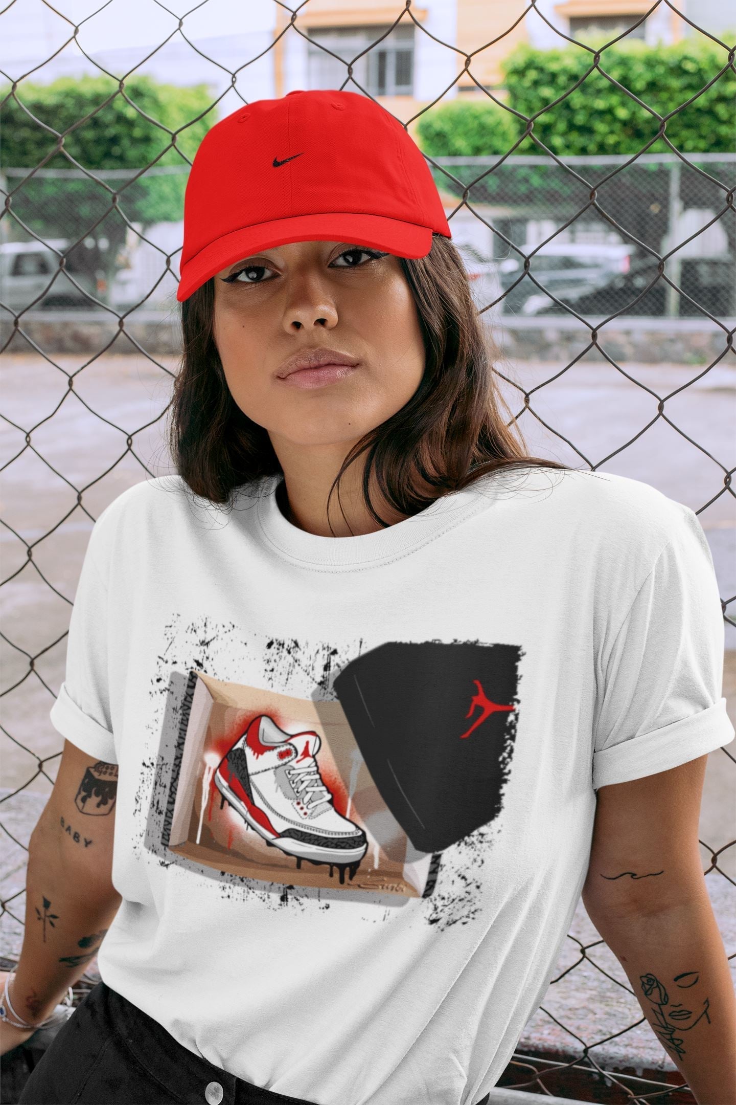New Kicks Unisex Tops - Air Jordan 3 Fire Red