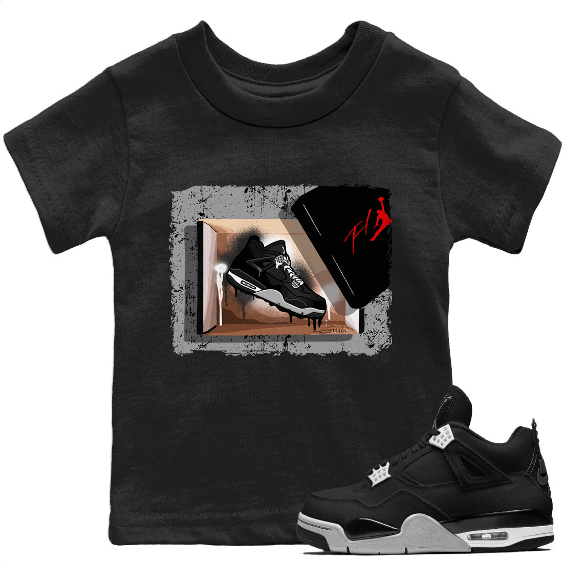New Kicks Kids Tops - Air Jordan 4 Black Canvas