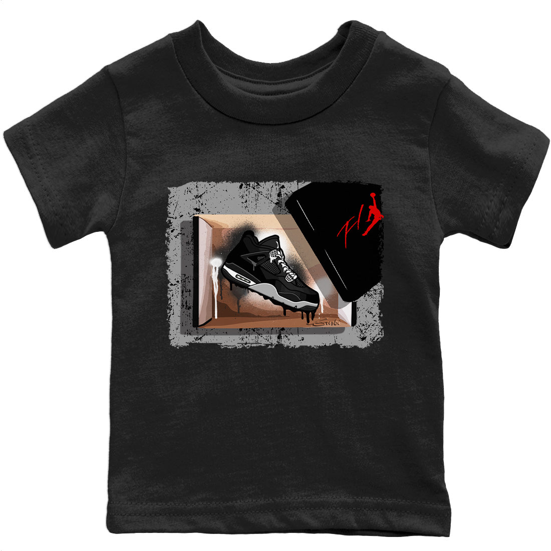 New Kicks Kids Tops - Air Jordan 4 Black Canvas
