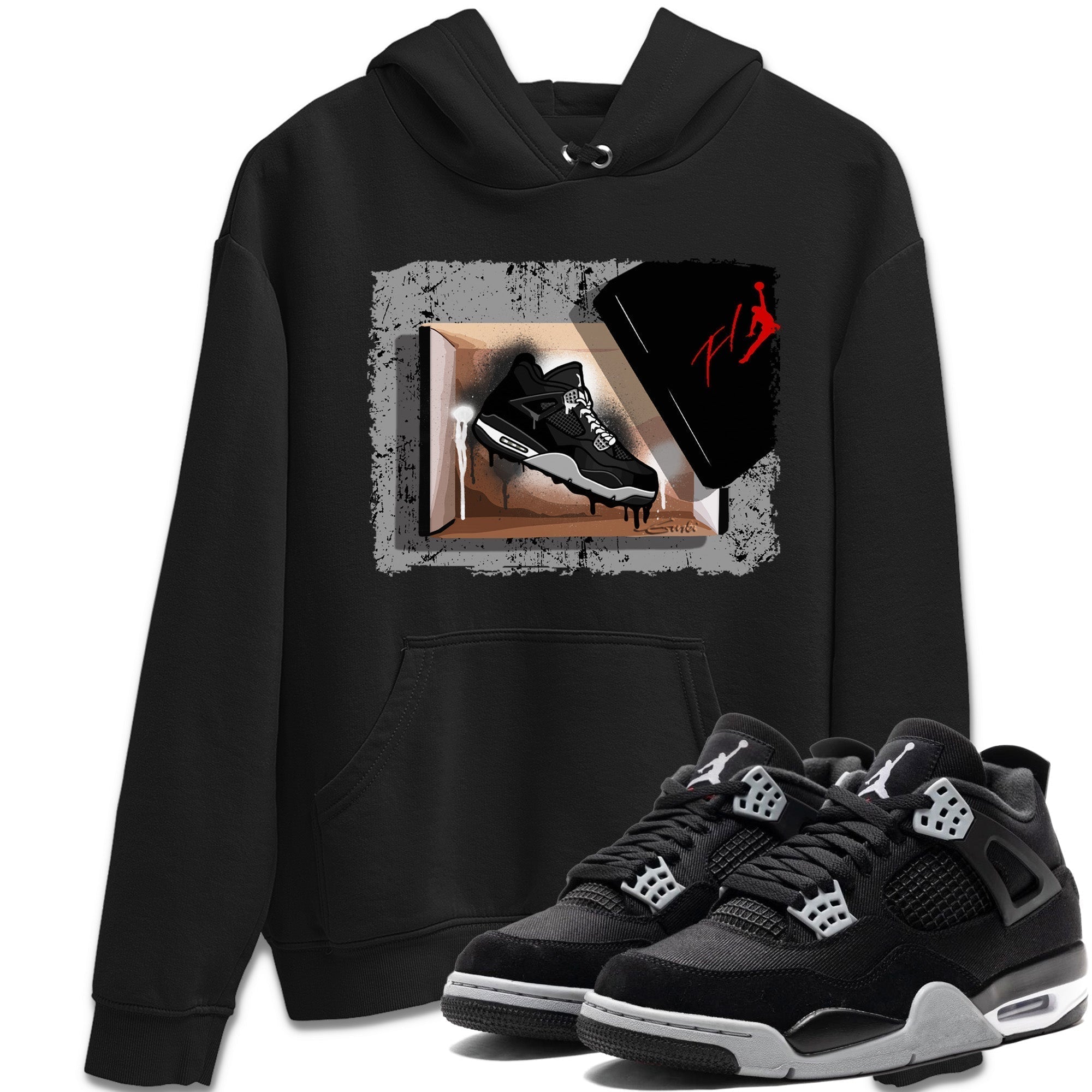 New Kicks Unisex Tops - Air Jordan 4 Black Canvas