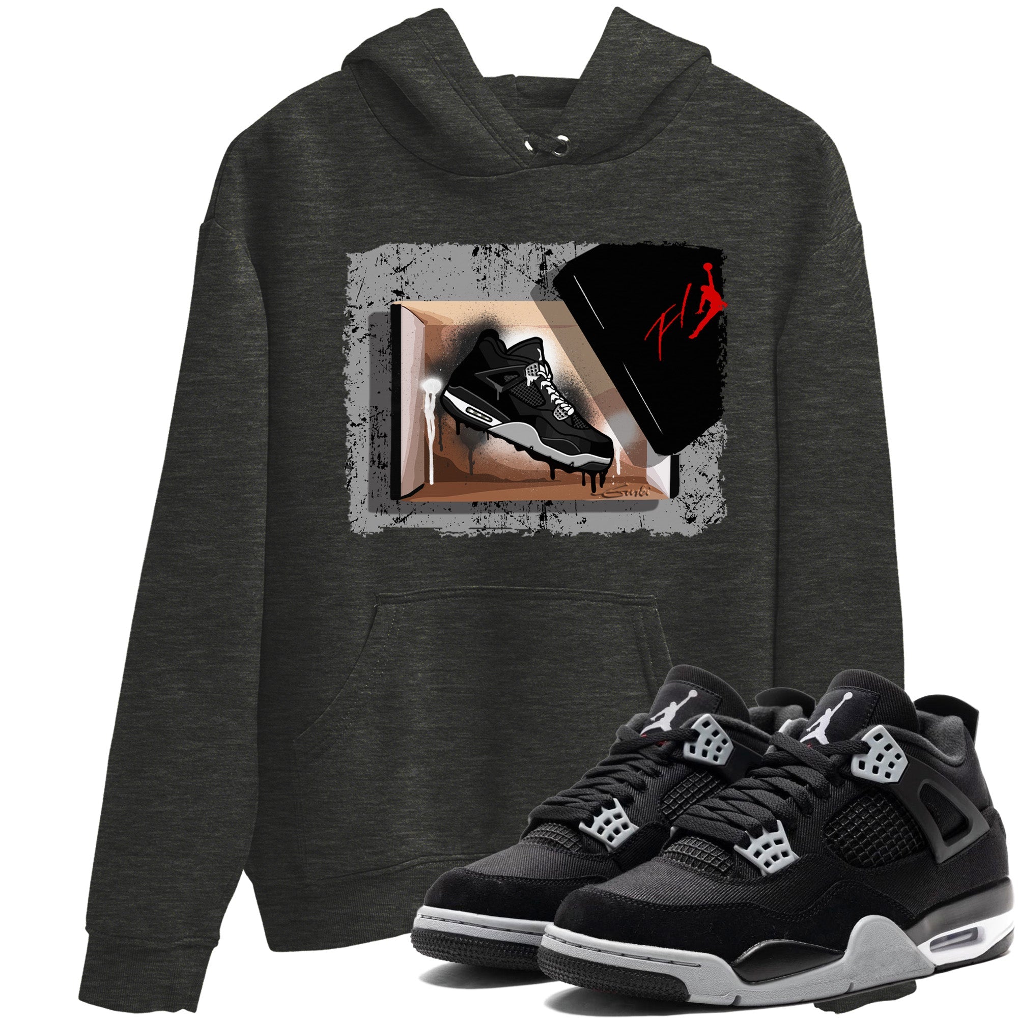 New Kicks Unisex Tops - Air Jordan 4 Black Canvas