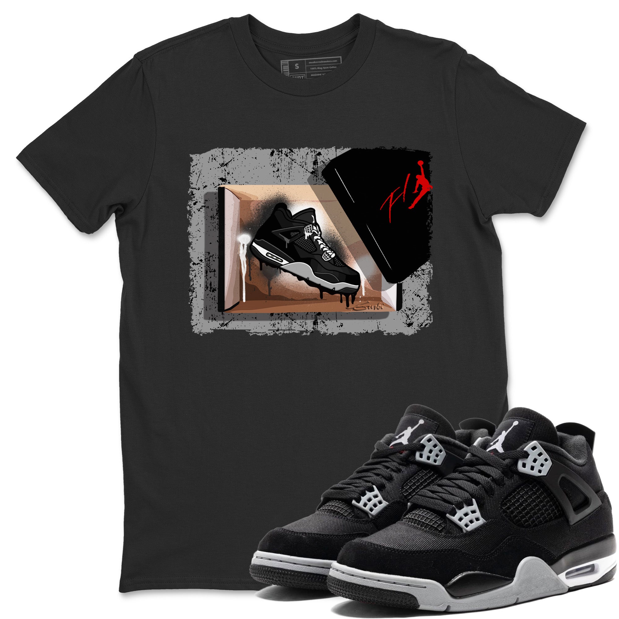 New Kicks Unisex Tops - Air Jordan 4 Black Canvas