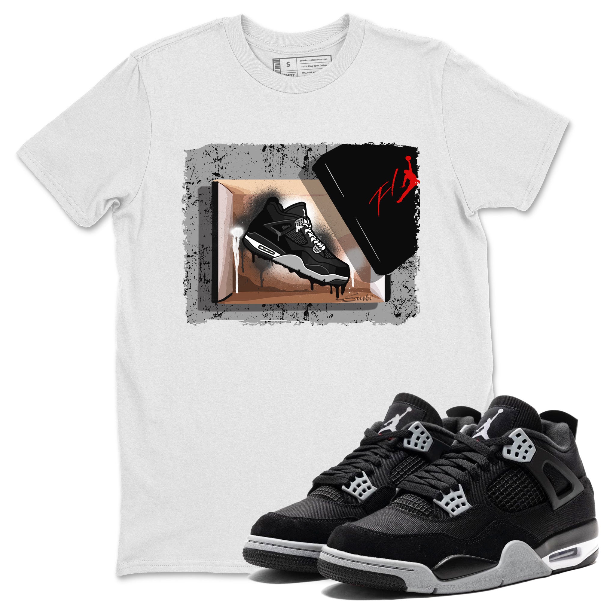 New Kicks Unisex Tops - Air Jordan 4 Black Canvas