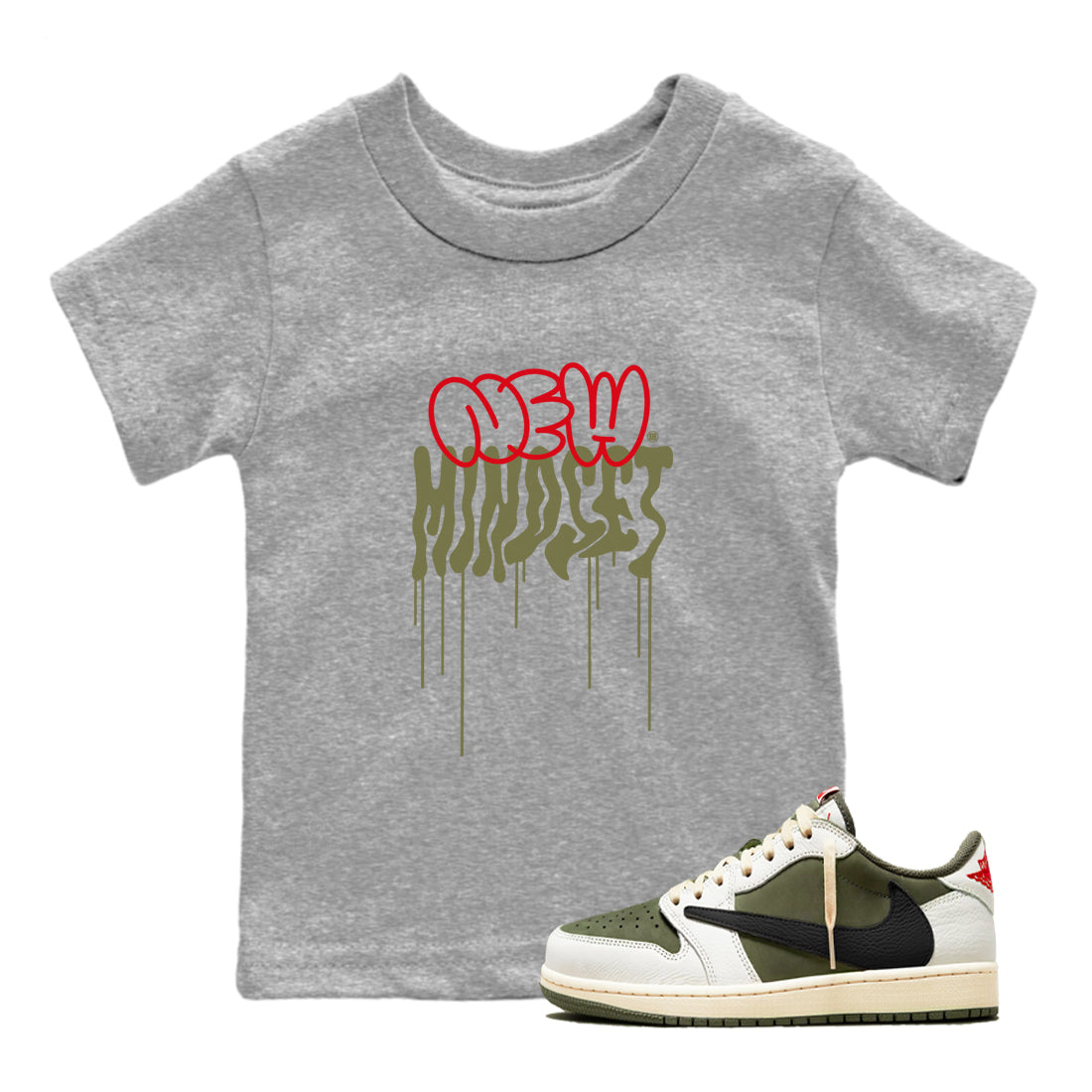 New Mindset snkmatch Tees Kids - Air Jordan 1 Travis Scott Medium Olive