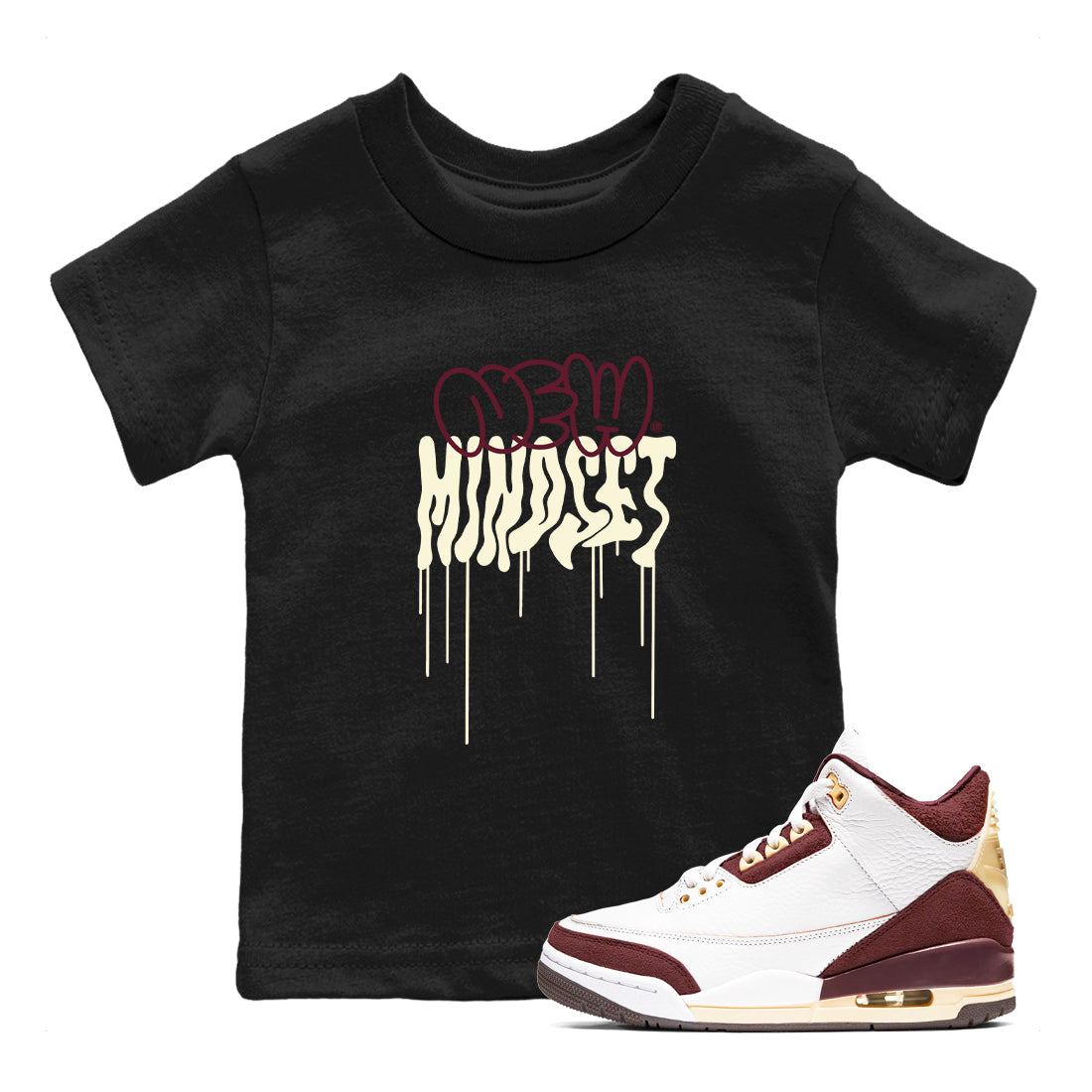 New Mindset snkmatch Tees Kids - Air Jordan 3 A Ma Maniere x Burgundy Crush