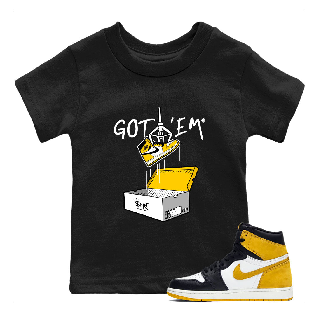 New Treasure Hunter snkmatch Tees Kids - Air Jordan 1 Yellow Ochre