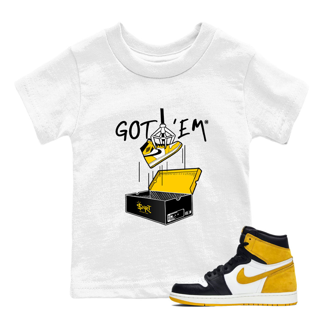 New Treasure Hunter snkmatch Tees Kids - Air Jordan 1 Yellow Ochre