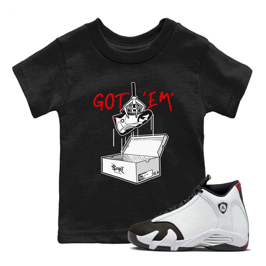 New Treasure Hunter snkmatch Tees Kids - Air Jordan 14 Black Toe