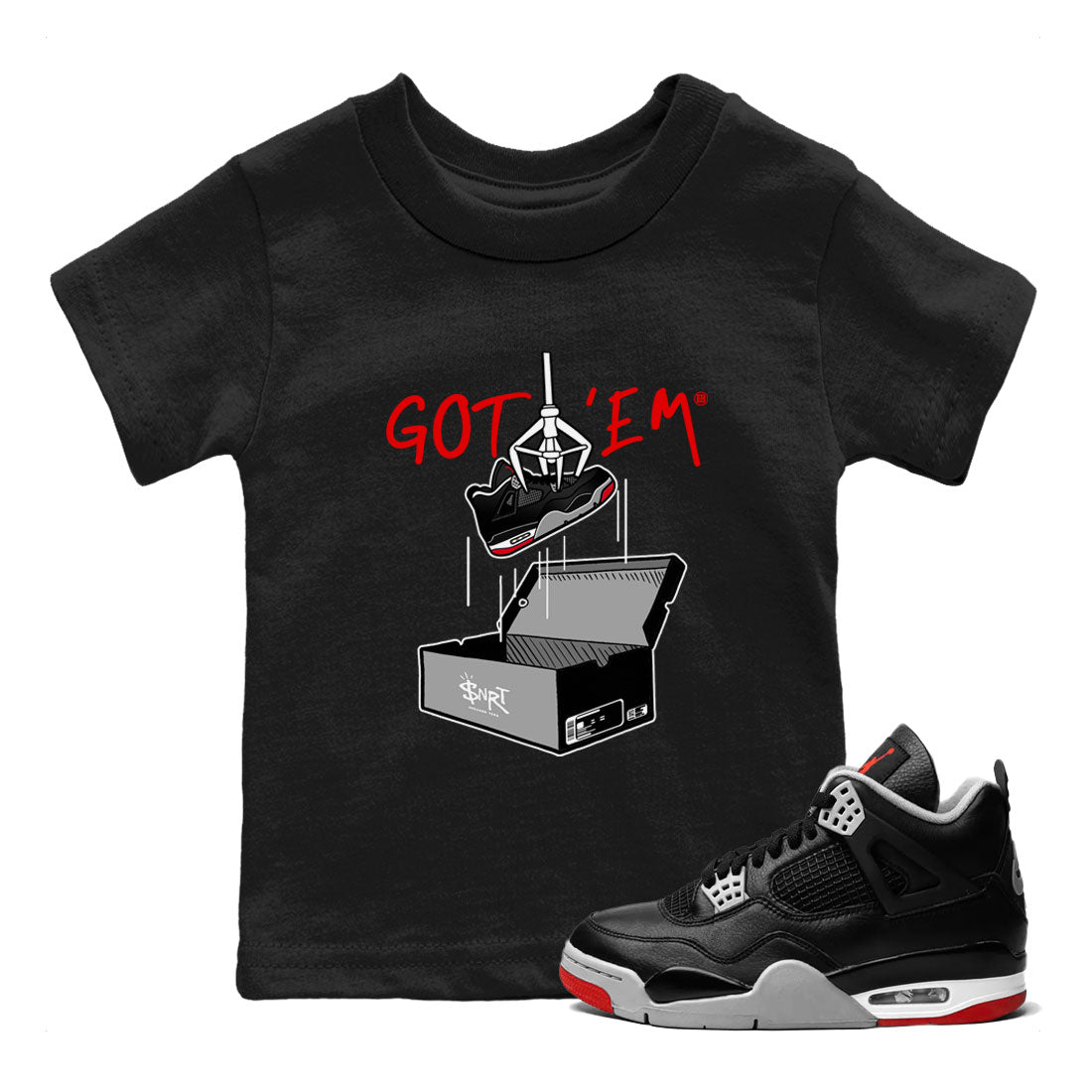 New Treasure Hunter snkmatch Tees Kids - Air Jordan 4 Bred Reimagined