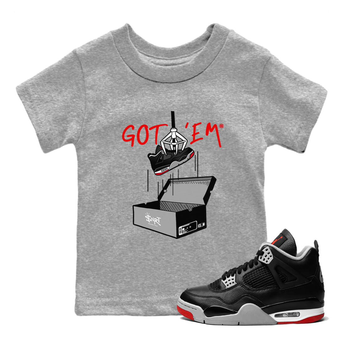 New Treasure Hunter snkmatch Tees Kids - Air Jordan 4 Bred Reimagined