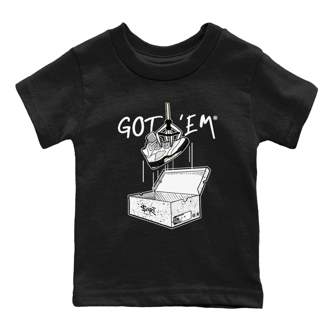 New Treasure Hunter snkmatch Tees Kids - Air Jordan 5 White Black