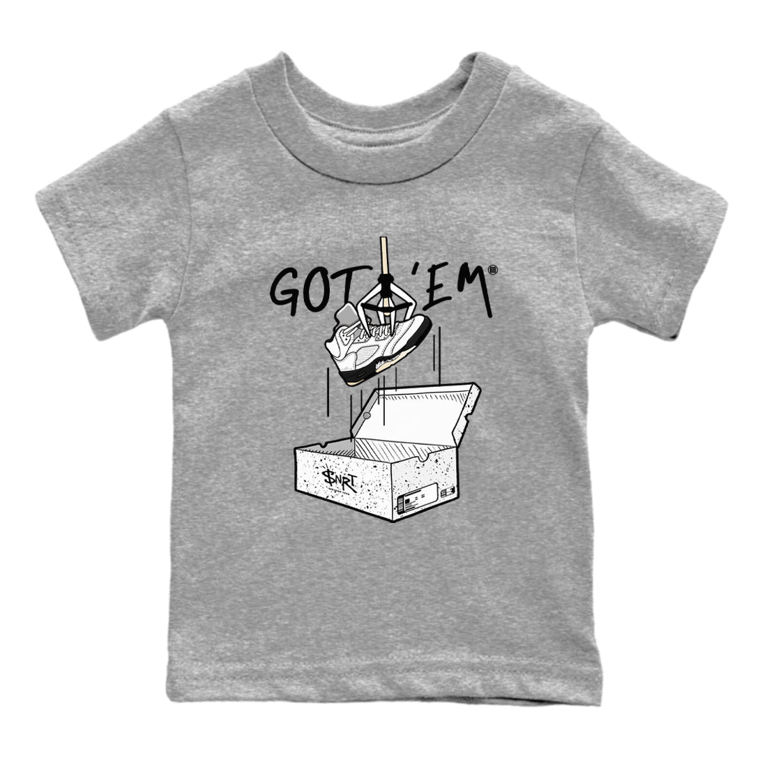 New Treasure Hunter snkmatch Tees Kids - Air Jordan 5 White Black