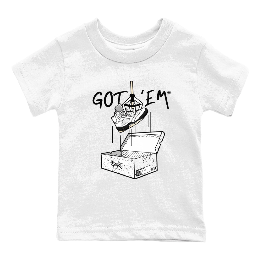 New Treasure Hunter snkmatch Tees Kids - Air Jordan 5 White Black