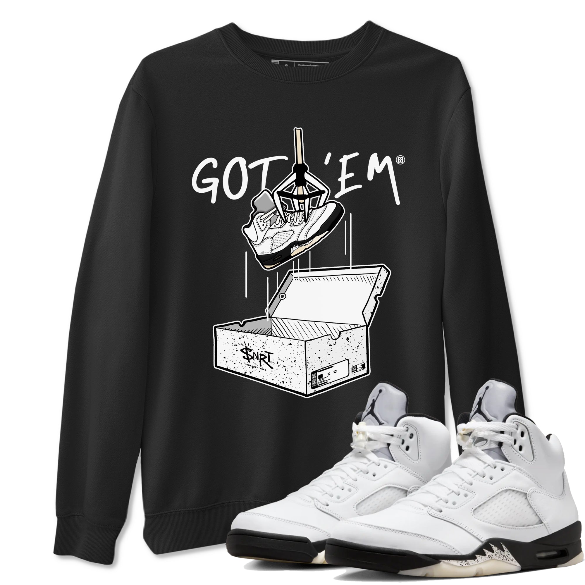 New Treasure Hunter snkmatch Tees - Air Jordan 5 White Black