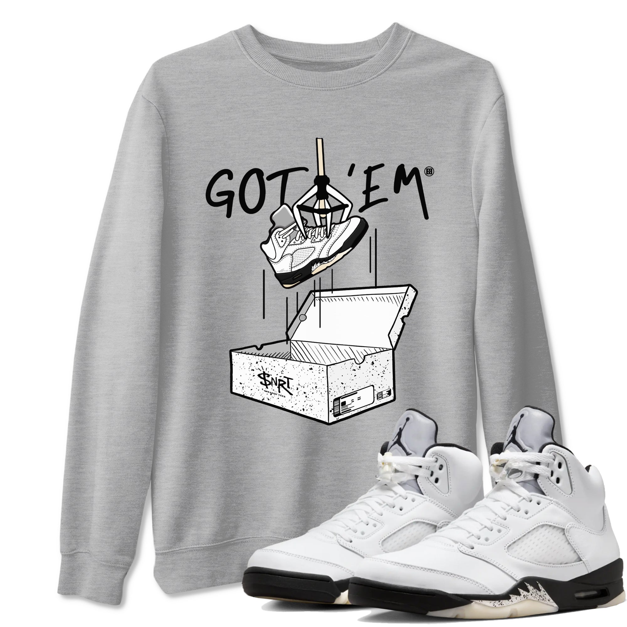 New Treasure Hunter snkmatch Tees - Air Jordan 5 White Black