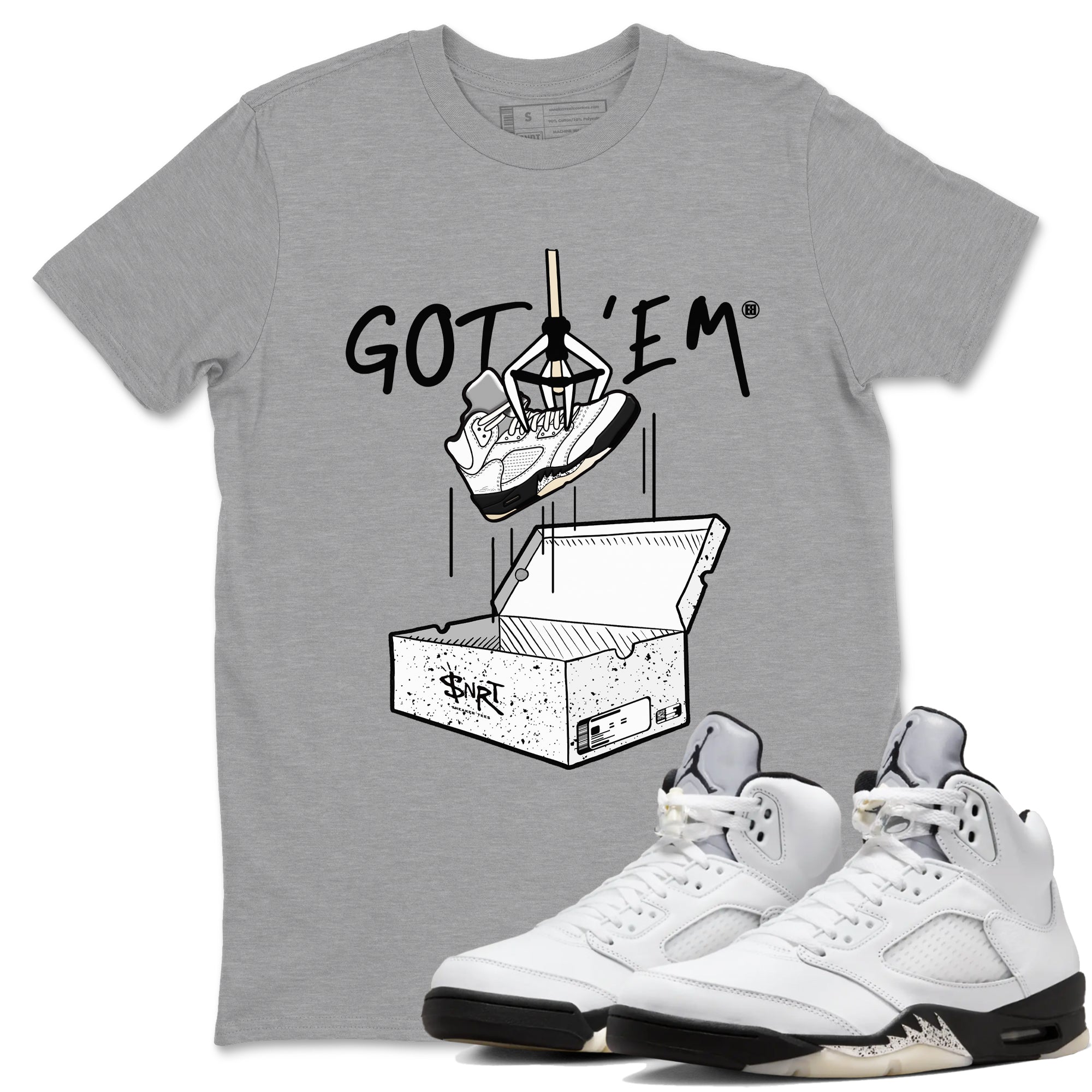 New Treasure Hunter snkmatch Tees - Air Jordan 5 White Black
