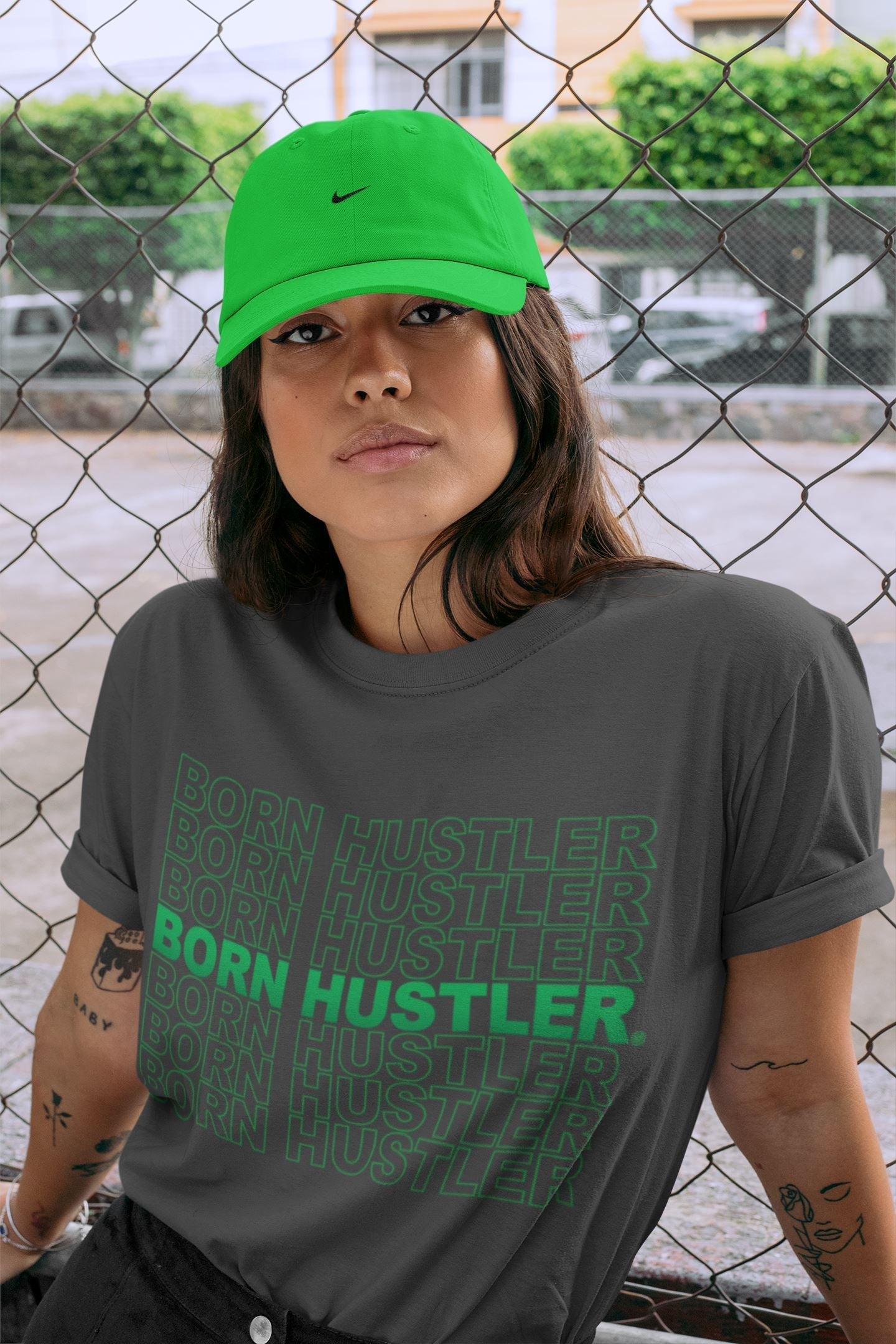 Born Hustler Unisex Tops - Air Jordan 1 Lucky Green