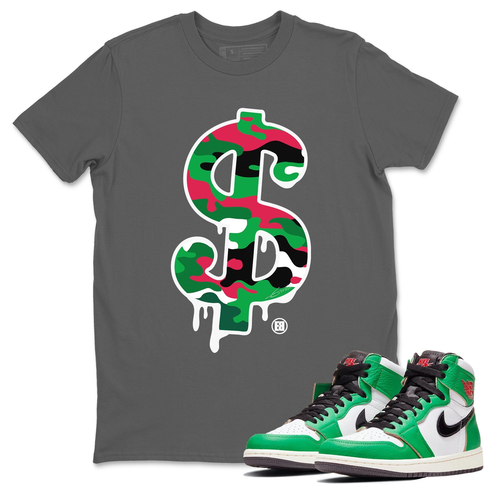 Dollar Camo Unisex Tops - Air Jordan 1 Lucky Green