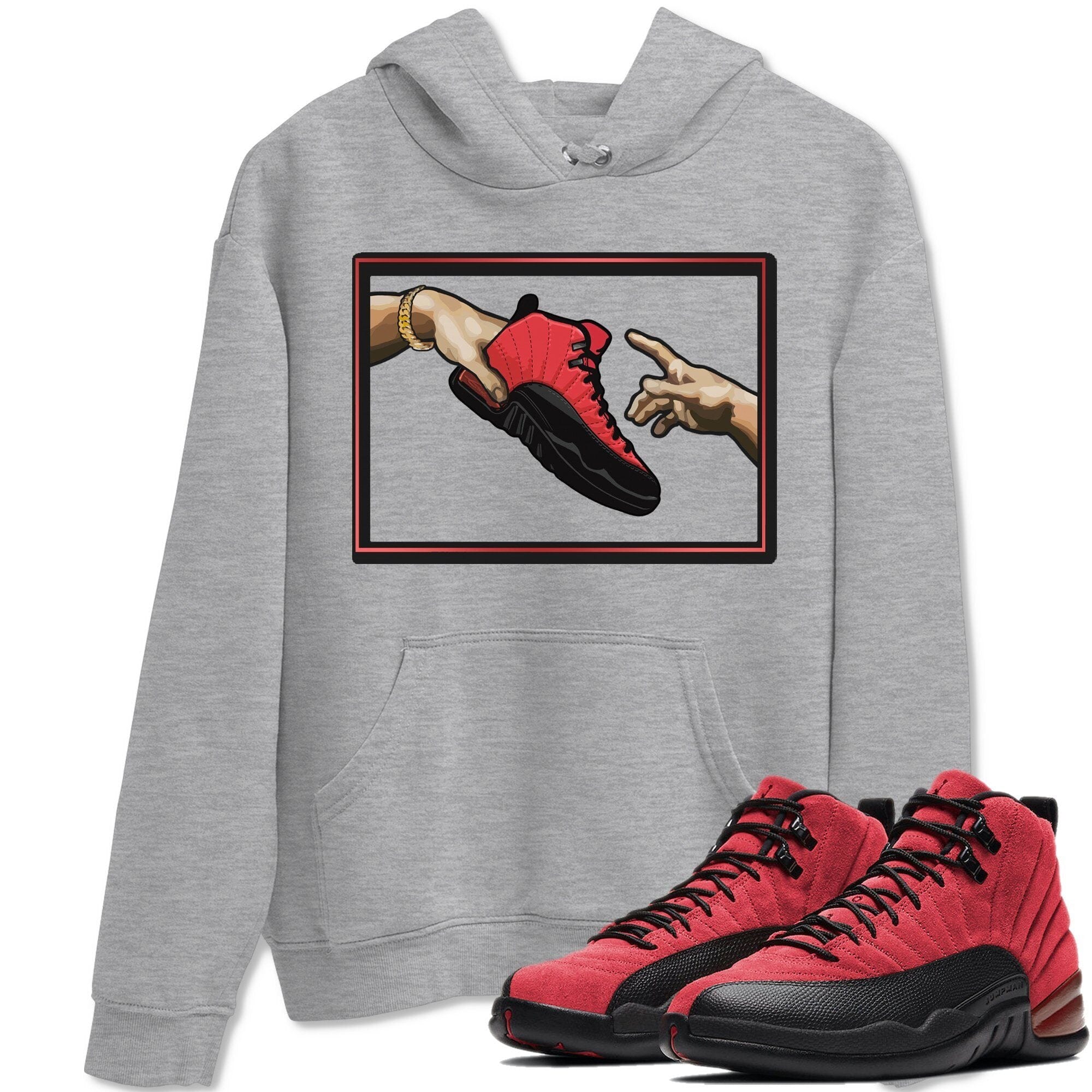 Adam's Creation Unisex Tops - Air Jordan 12 Reverse Flu Game