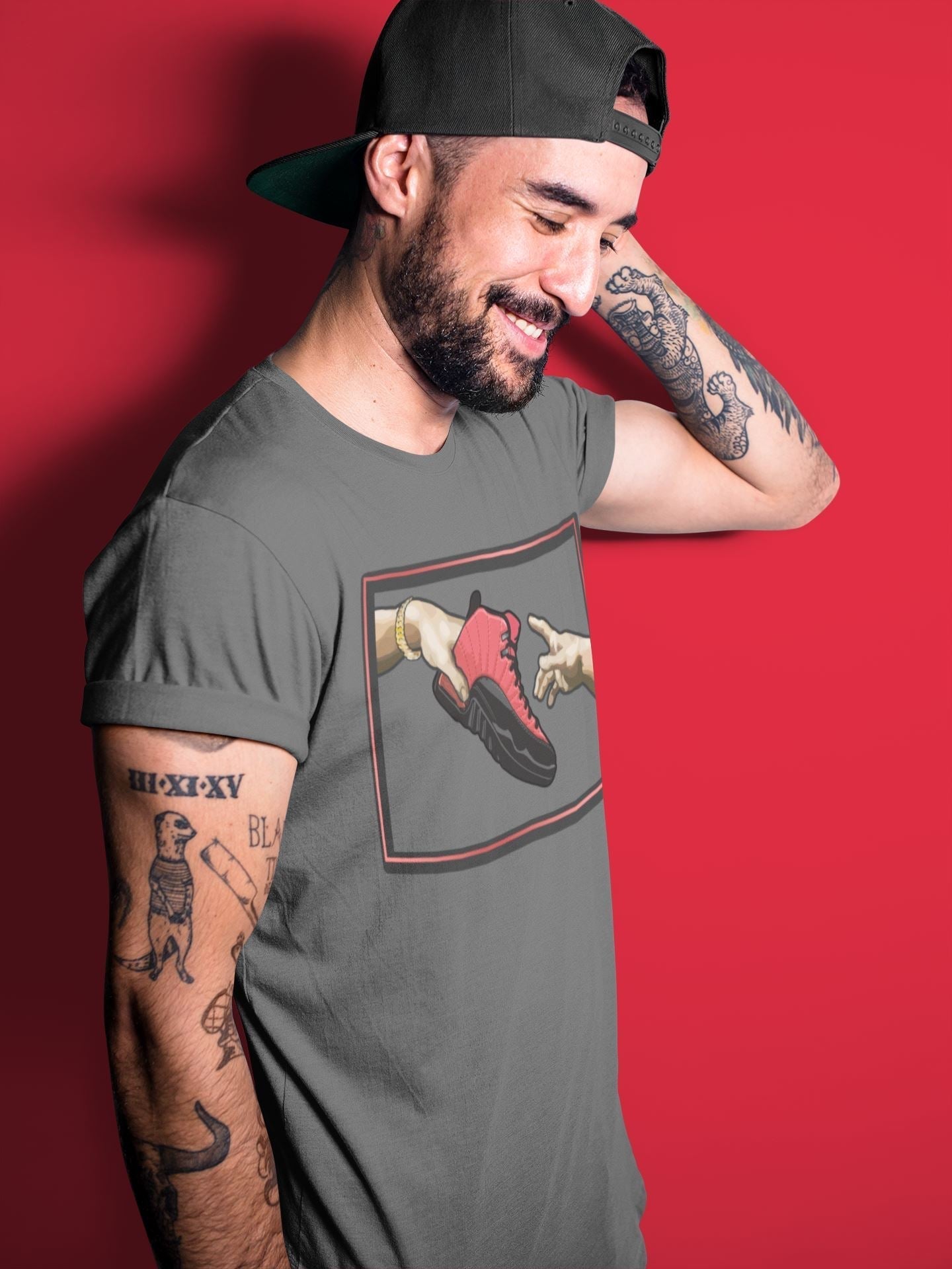 Adam's Creation Unisex Tops - Air Jordan 12 Reverse Flu Game