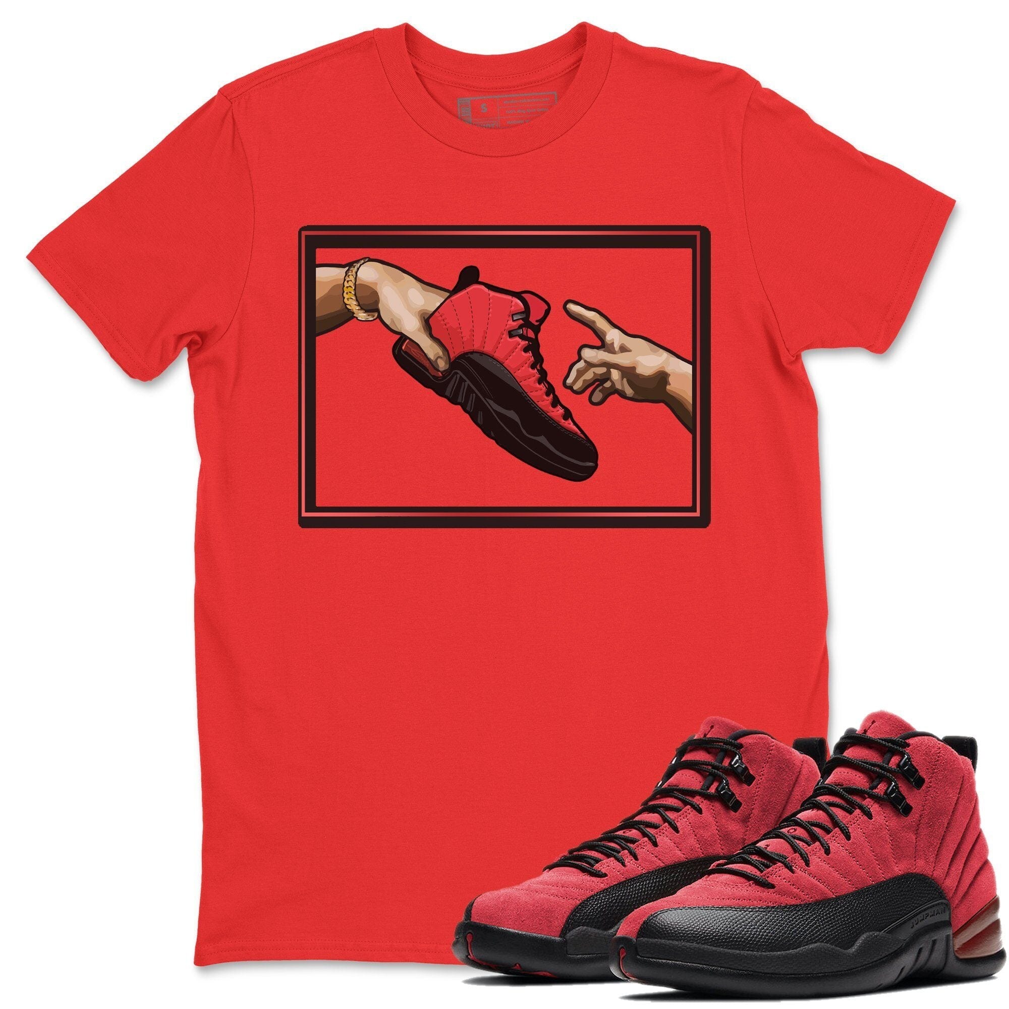 Adam's Creation Unisex Tops - Air Jordan 12 Reverse Flu Game