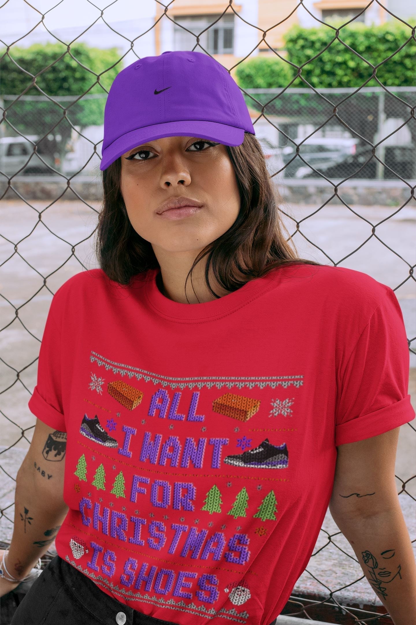 All I Want For Christmas Is Shoes Unisex Tops - Air Jordan 3 Court Purple