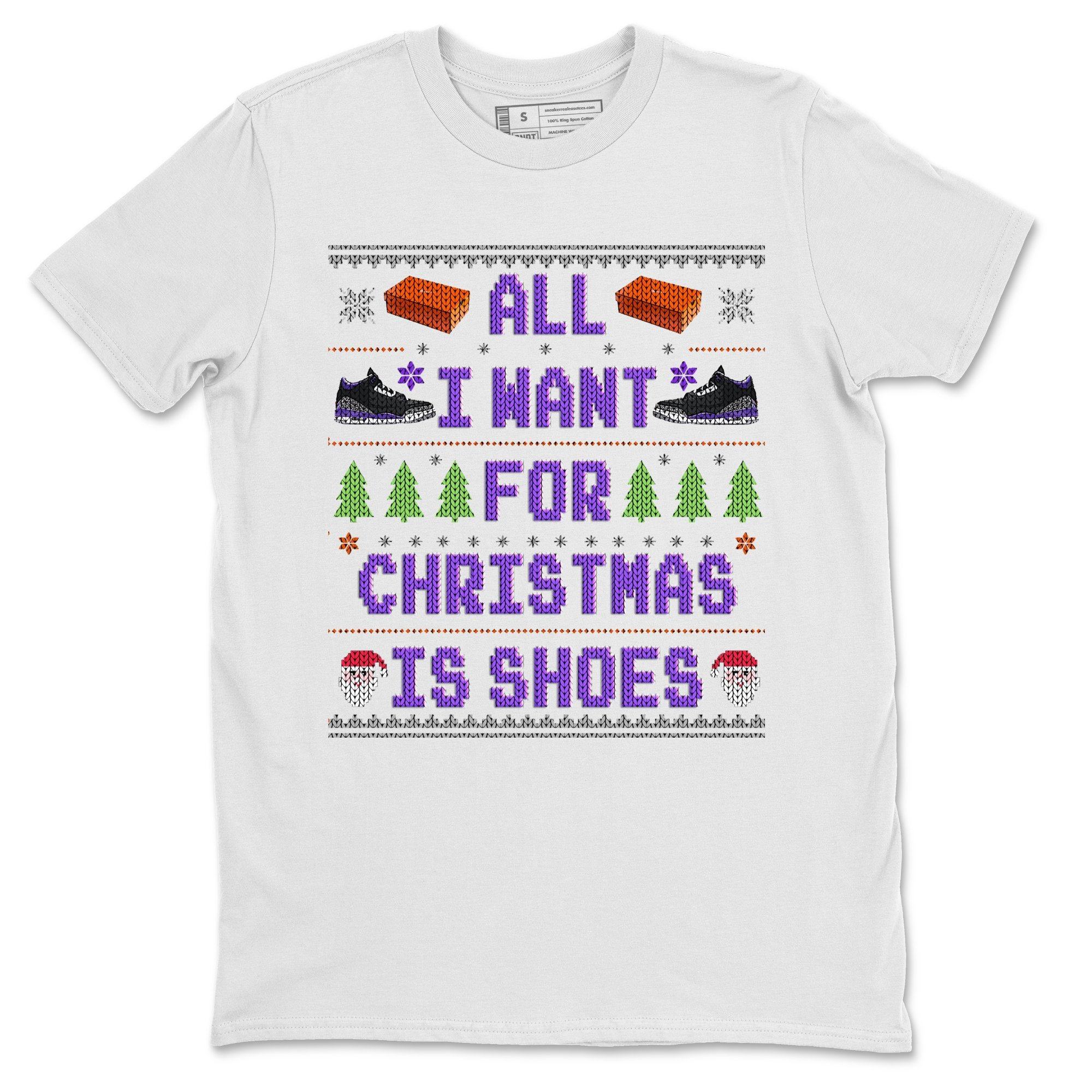 All I Want For Christmas Is Shoes Unisex Tops - Air Jordan 3 Court Purple