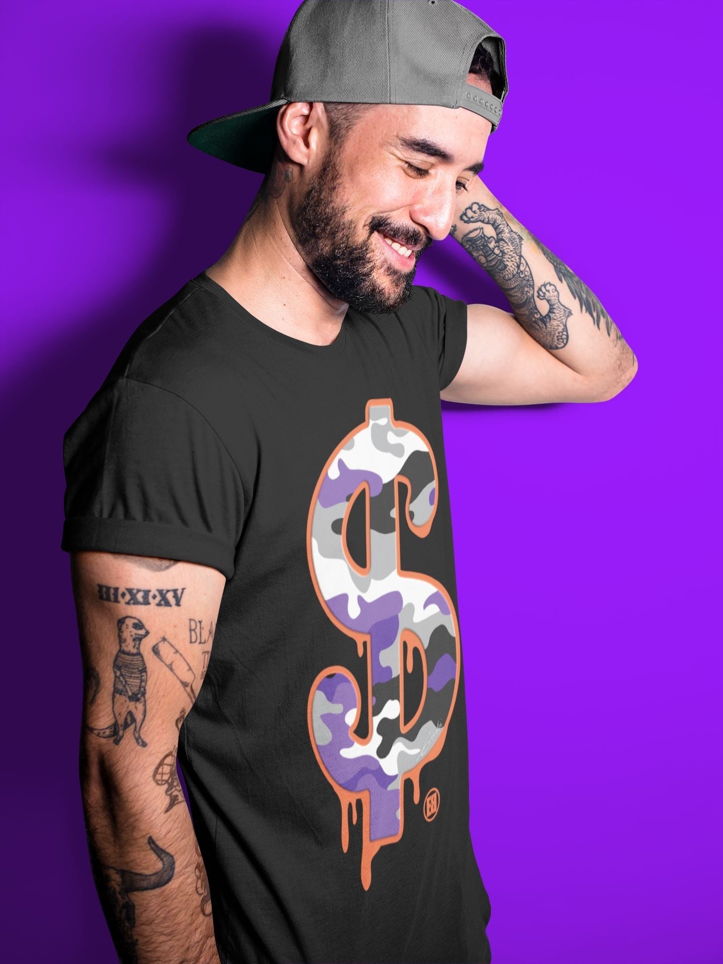 Dollar Camo Unisex Tops - Air Jordan 3 Court Purple