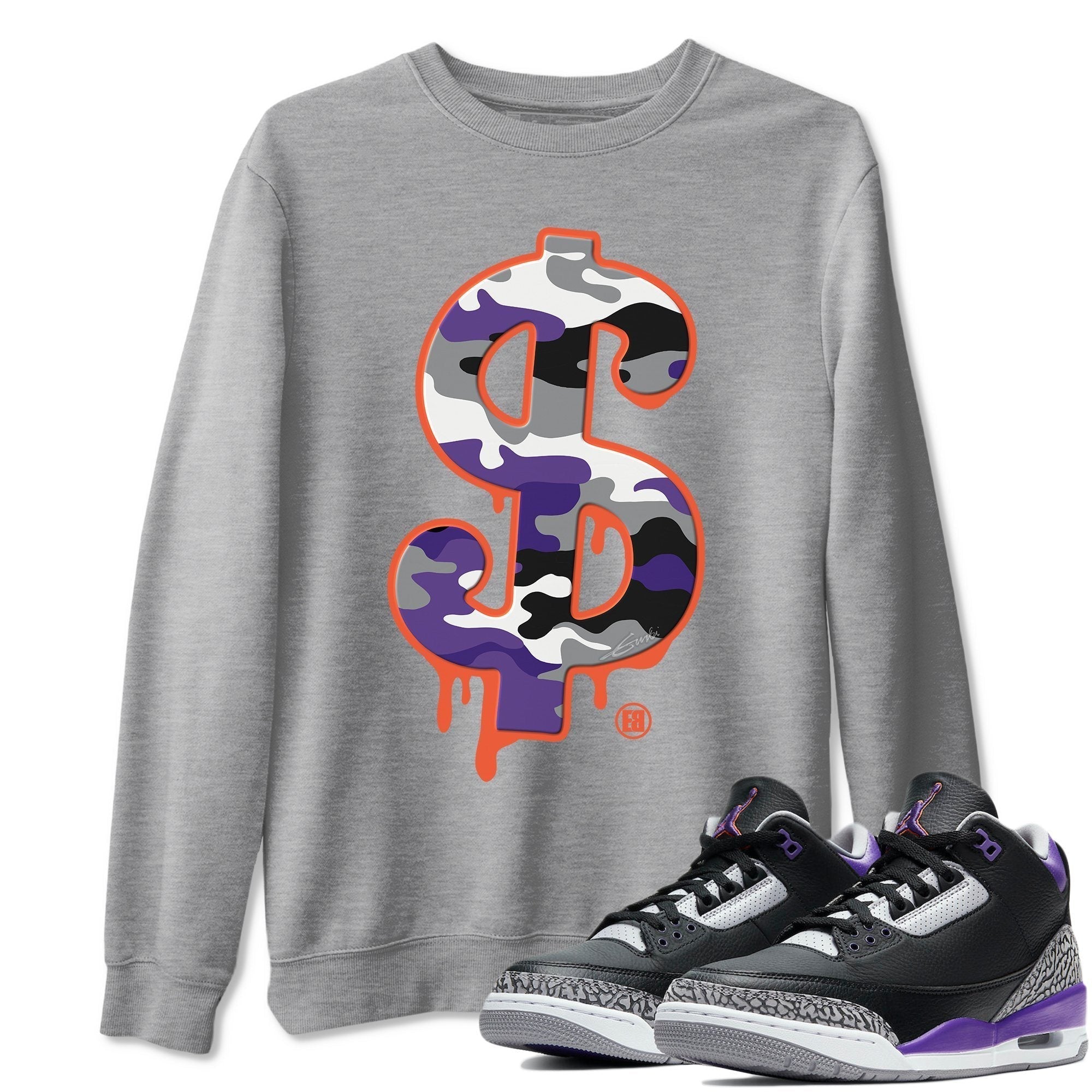 Dollar Camo Unisex Tops - Air Jordan 3 Court Purple