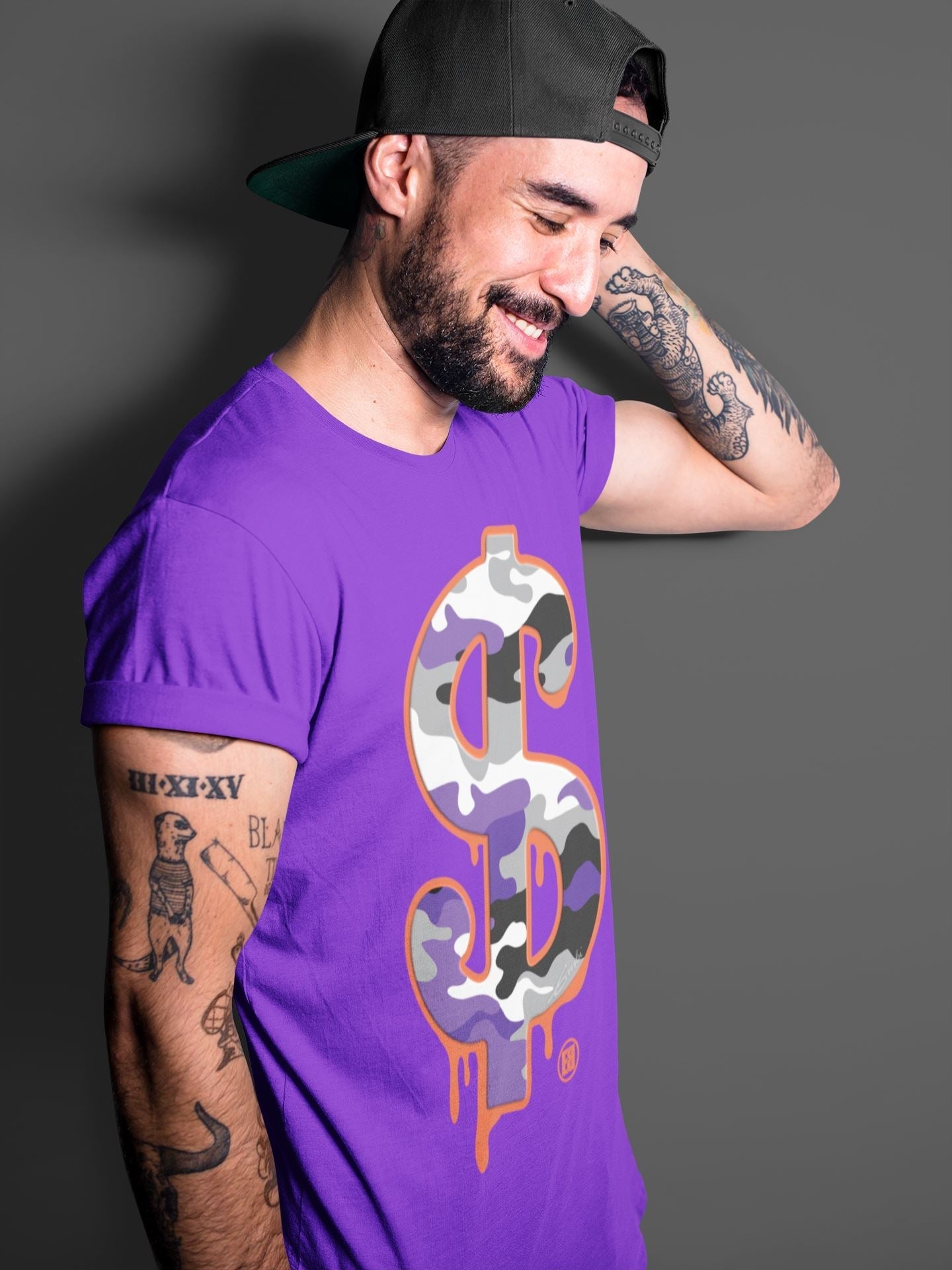 Dollar Camo Unisex Tops - Air Jordan 3 Court Purple
