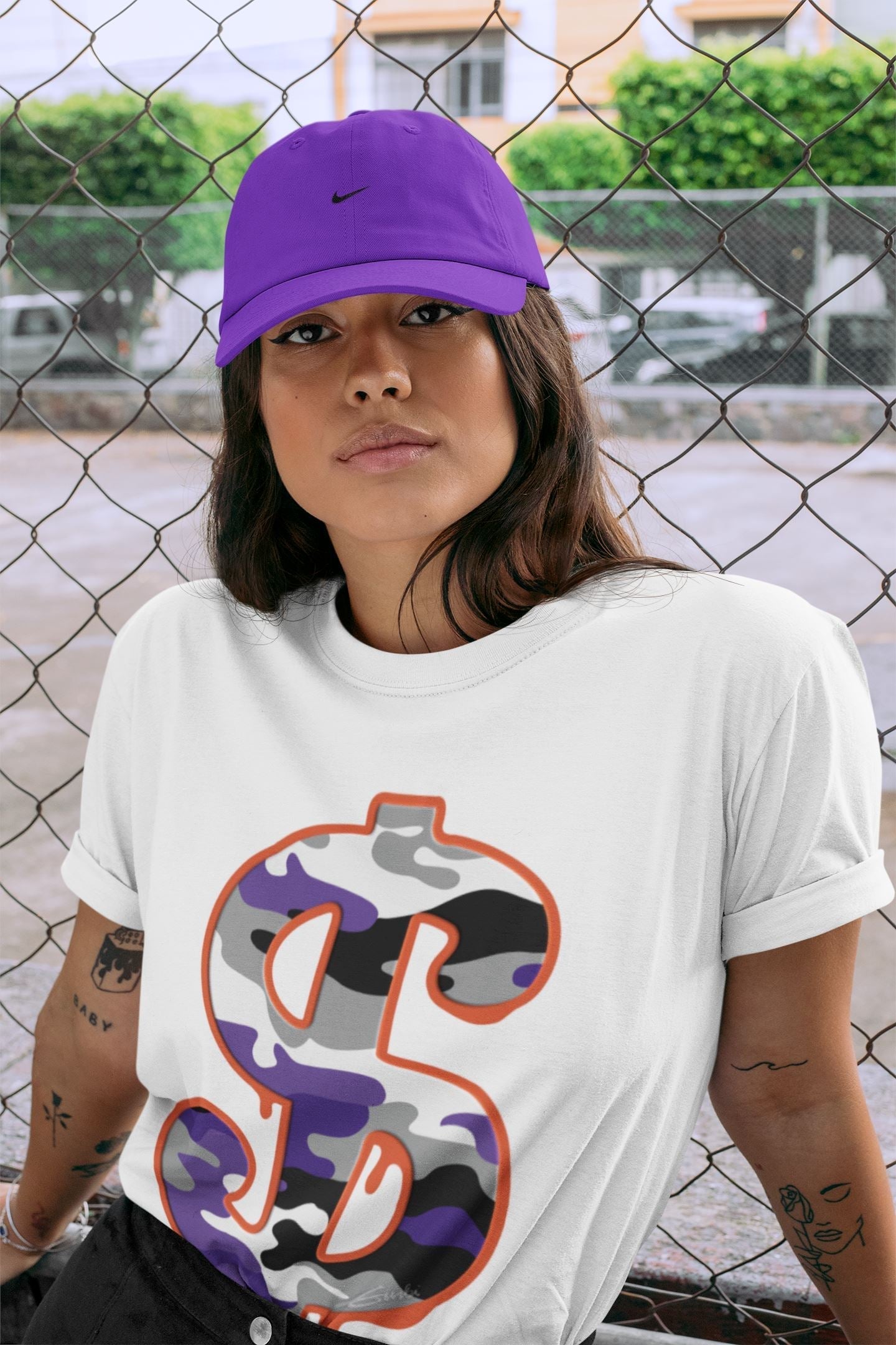 Dollar Camo Unisex Tops - Air Jordan 3 Court Purple