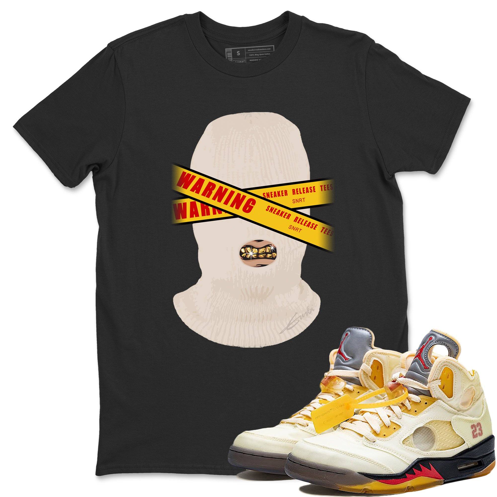 Warning Unisex Tops - Air Jordan 5 OFF-WHITE Sail