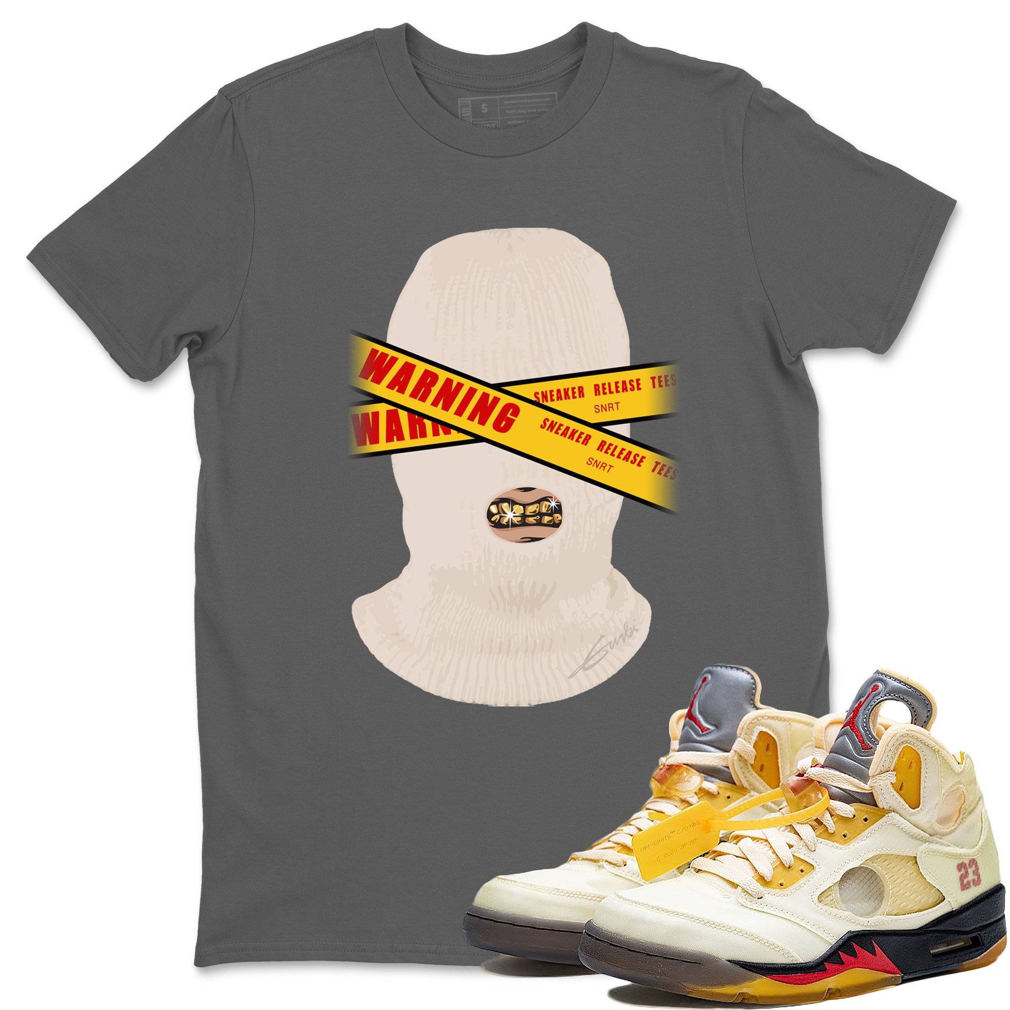 Warning Unisex Tops - Air Jordan 5 OFF-WHITE Sail