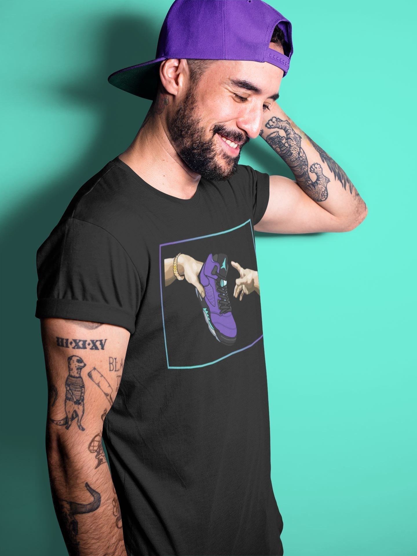 Adam's Creation Unisex Tops - Air Jordan 5 Purple Grape