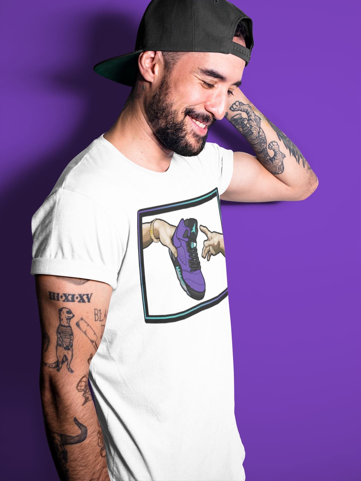 Adam's Creation Unisex Tops - Air Jordan 5 Purple Grape