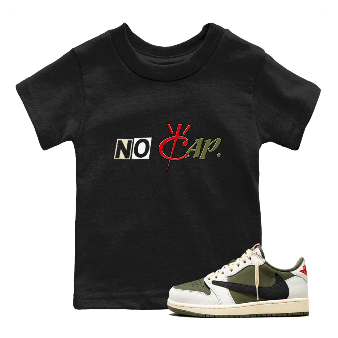 No Cap snkmatch Tees Kids - Air Jordan 1 Travis Scott Medium Olive