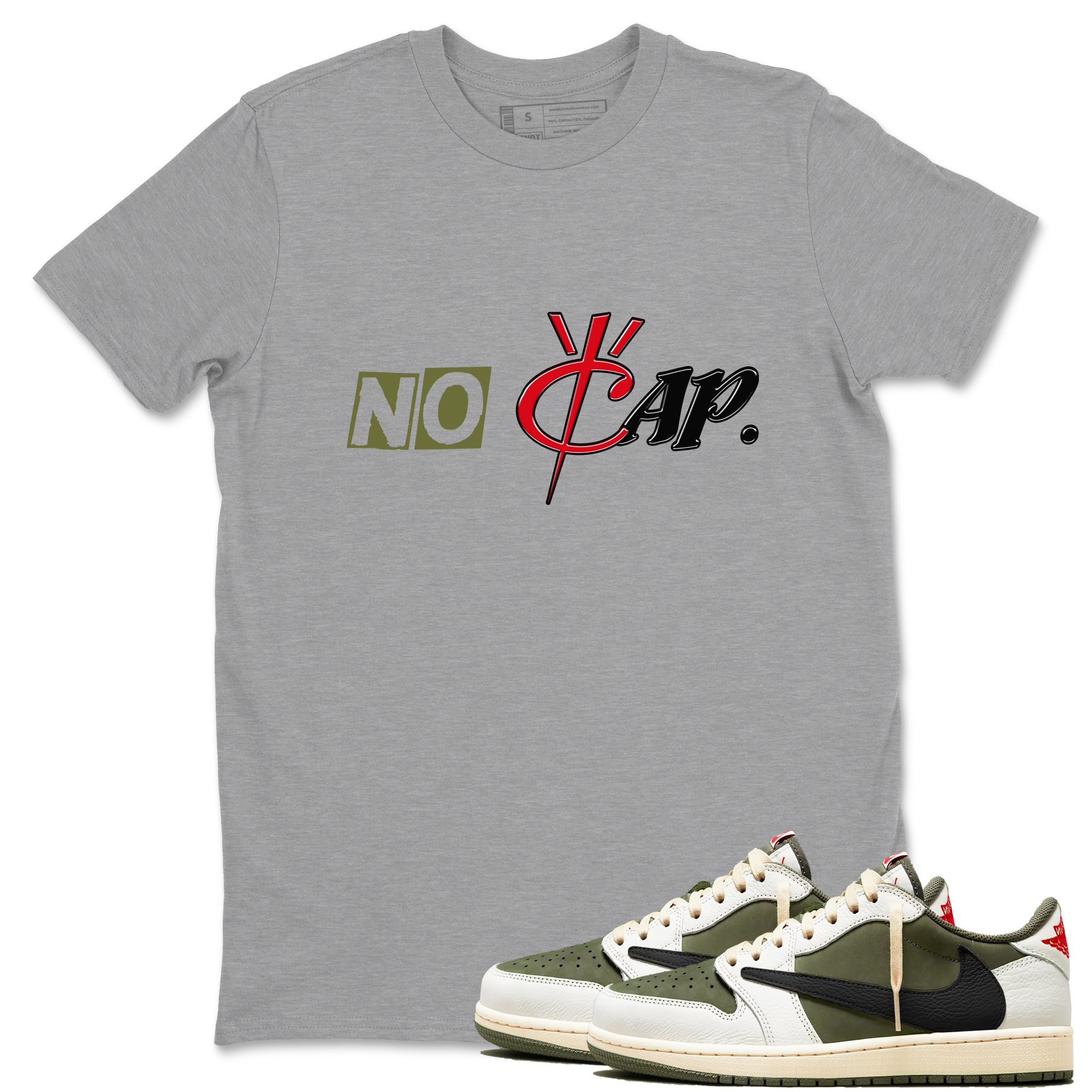 No Cap snkmatch Tees - Air Jordan 1 Travis Scott Medium Olive