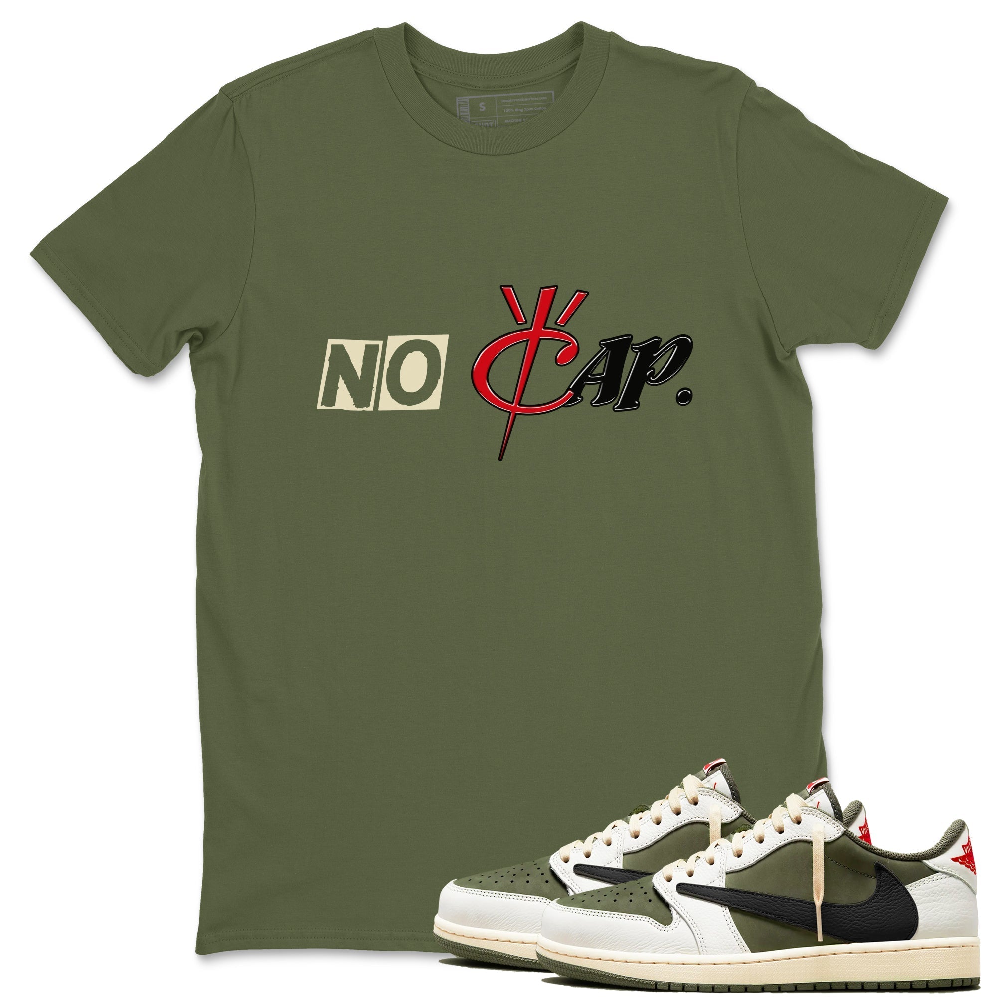 No Cap snkmatch Tees - Air Jordan 1 Travis Scott Medium Olive