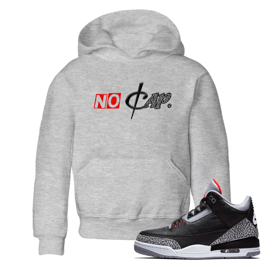 No Cap snkmatch Tees Kids - Air Jordan 3 Black Cement