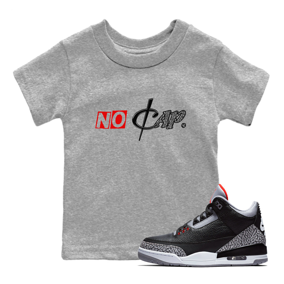 No Cap snkmatch Tees Kids - Air Jordan 3 Black Cement