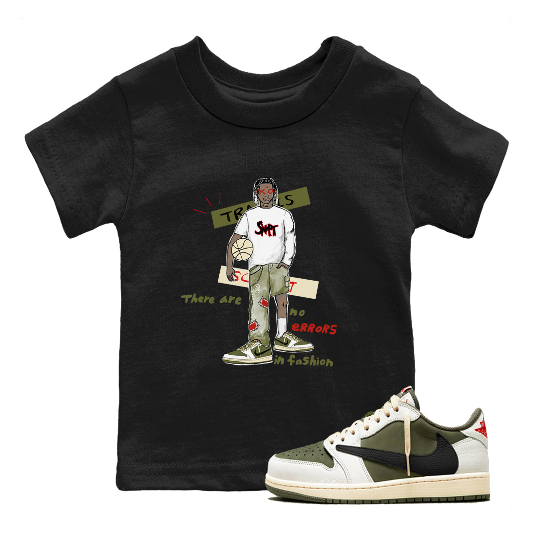 No Errors In Fashion snkmatch Tees Kids - Air Jordan 1 Travis Scott Medium Olive