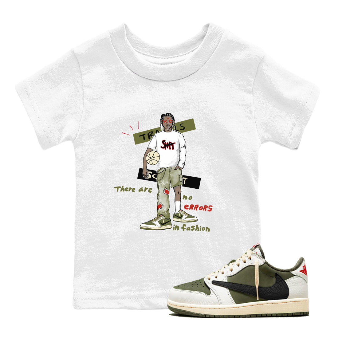 No Errors In Fashion snkmatch Tees Kids - Air Jordan 1 Travis Scott Medium Olive