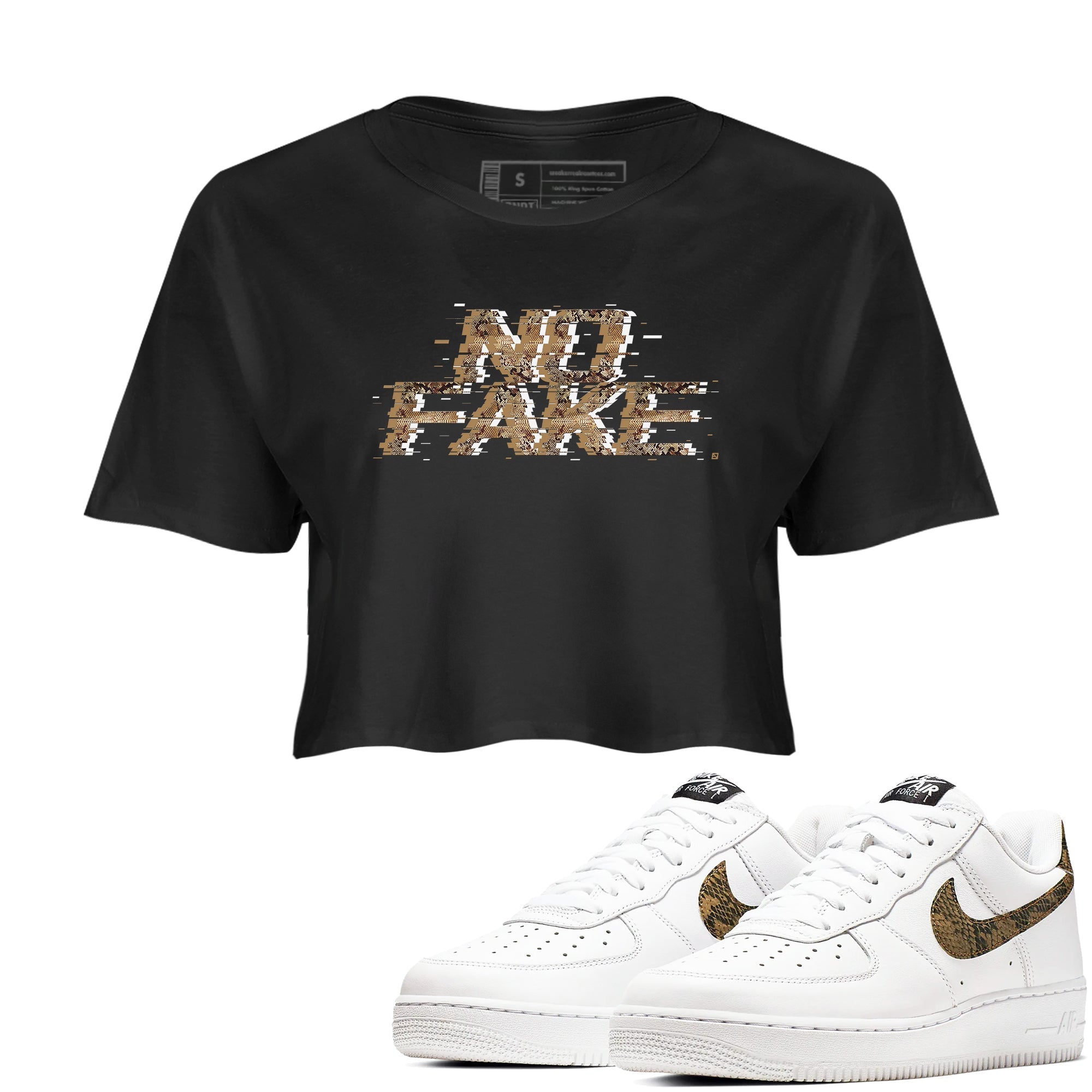 No Fake Glitch snkmatch Women's Top - Air Force 1 Ivory Snake
