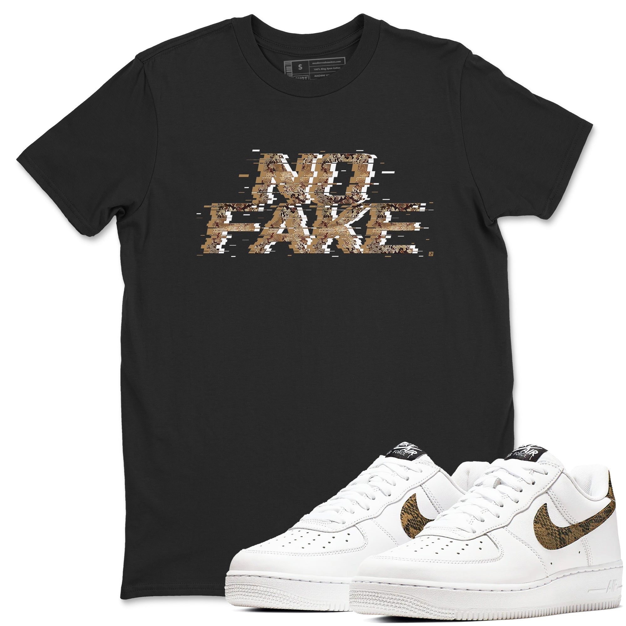 No Fake Glitch snkmatch Tees - Air Force 1 Ivory Snake
