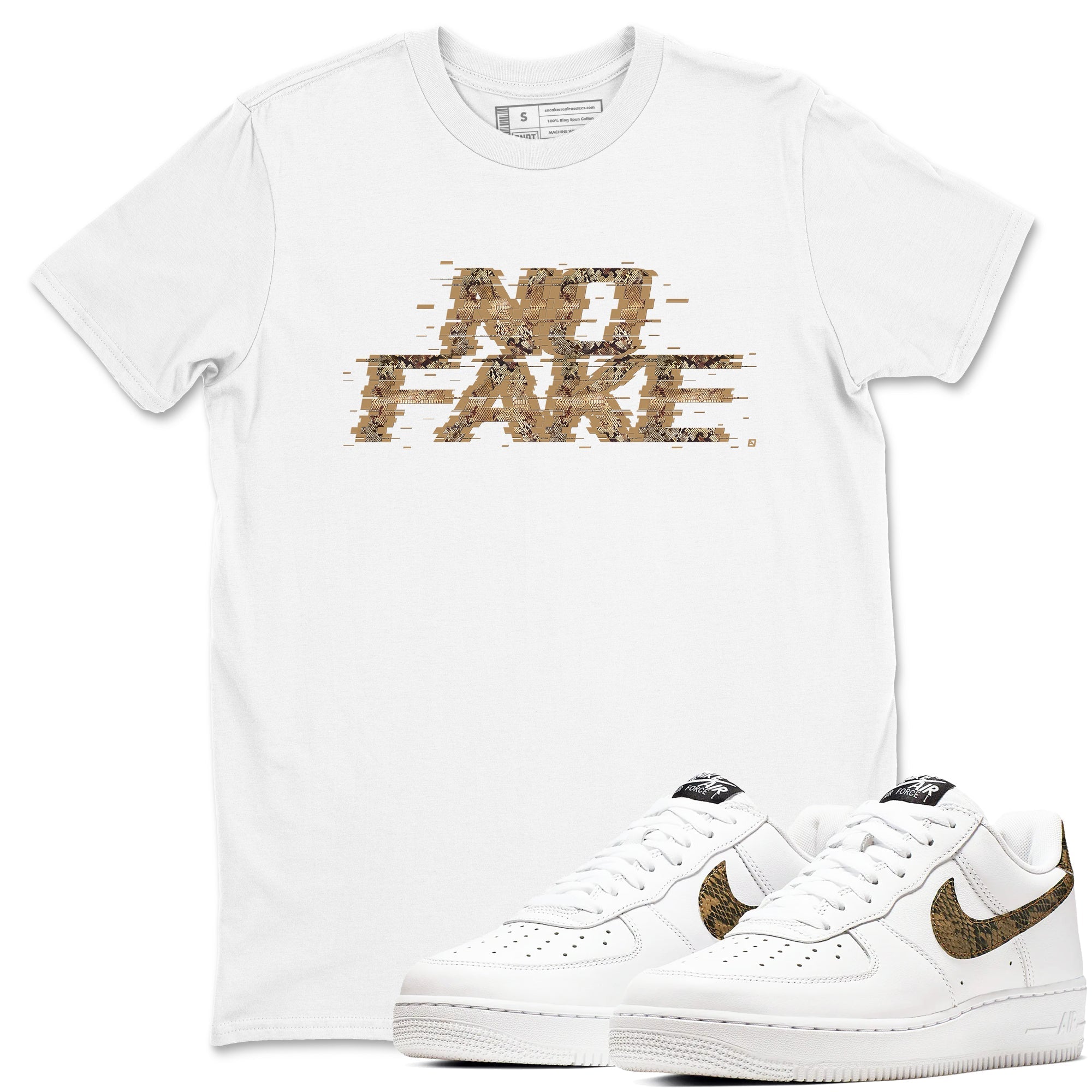 No Fake Glitch snkmatch Tees - Air Force 1 Ivory Snake